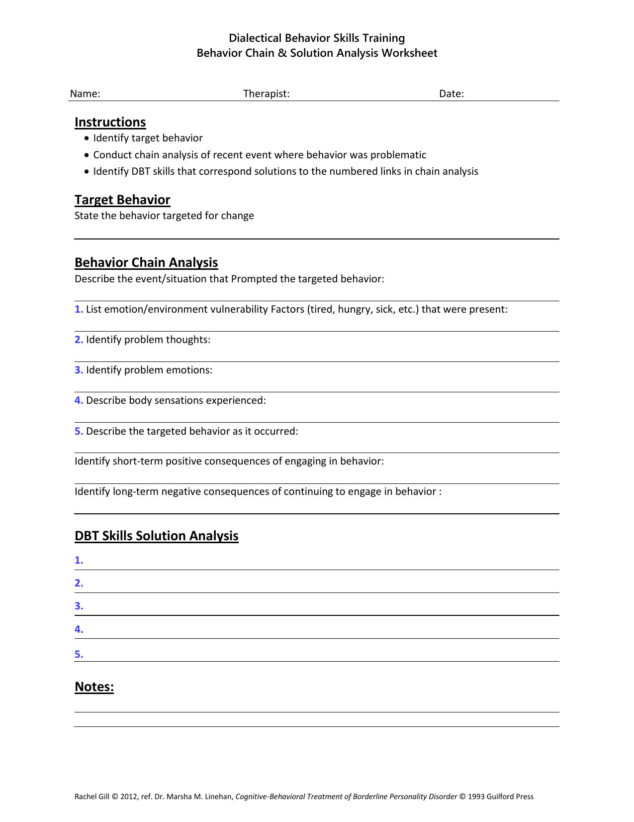 36 Behavioral Chain Analysis Worksheet 36