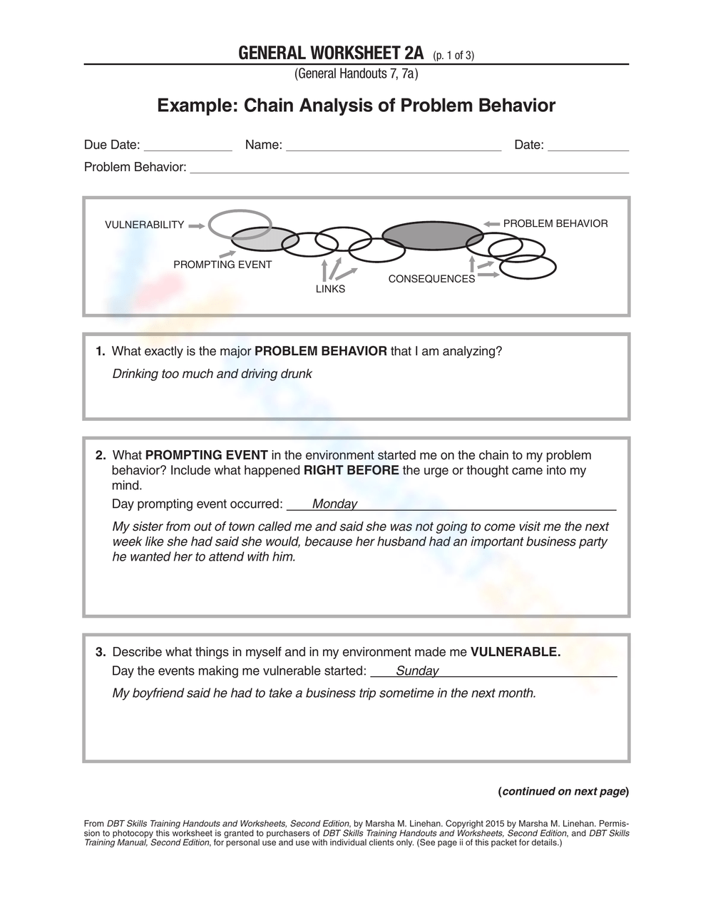 36 Behavioral Chain Analysis Worksheet 50