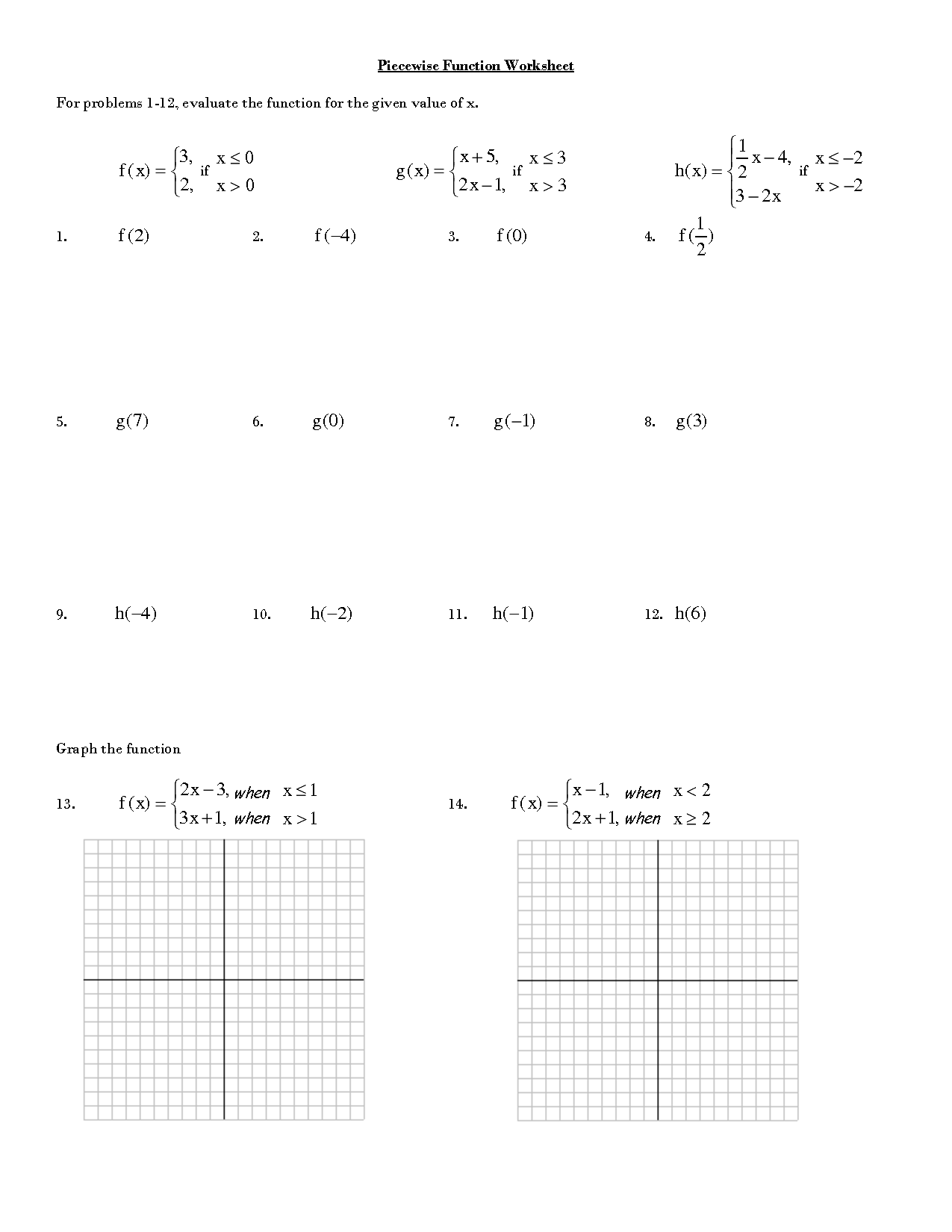 50 Piecewise Functions Worksheets Pdf 15