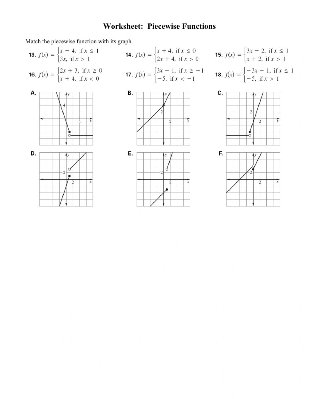 50 Piecewise Functions Worksheets Pdf 19