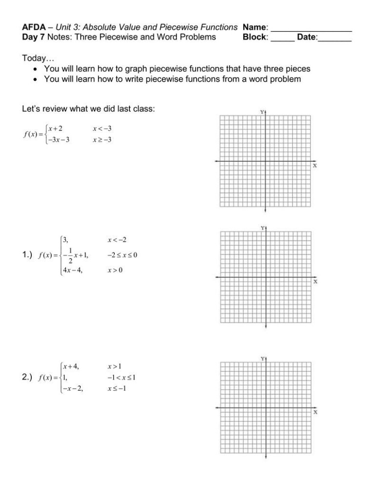 50 Piecewise Functions Worksheets Pdf 21