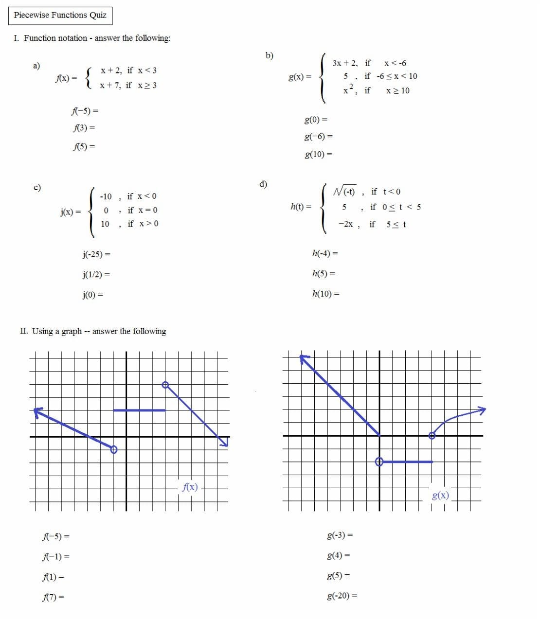 50 Piecewise Functions Worksheets Pdf 47