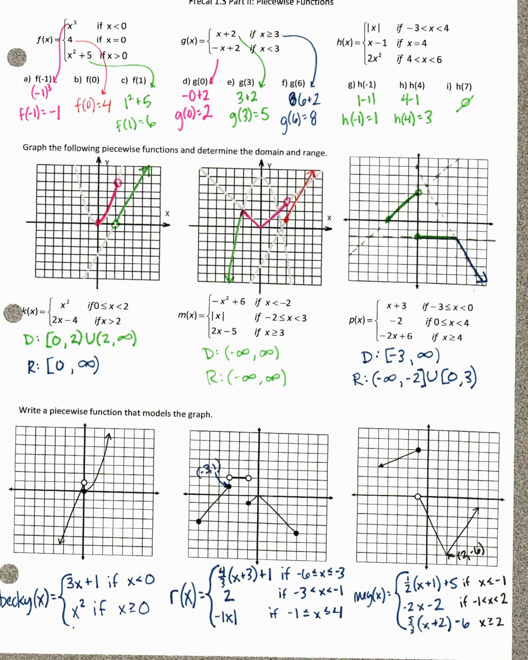 50 Piecewise Functions Worksheets Pdf 5