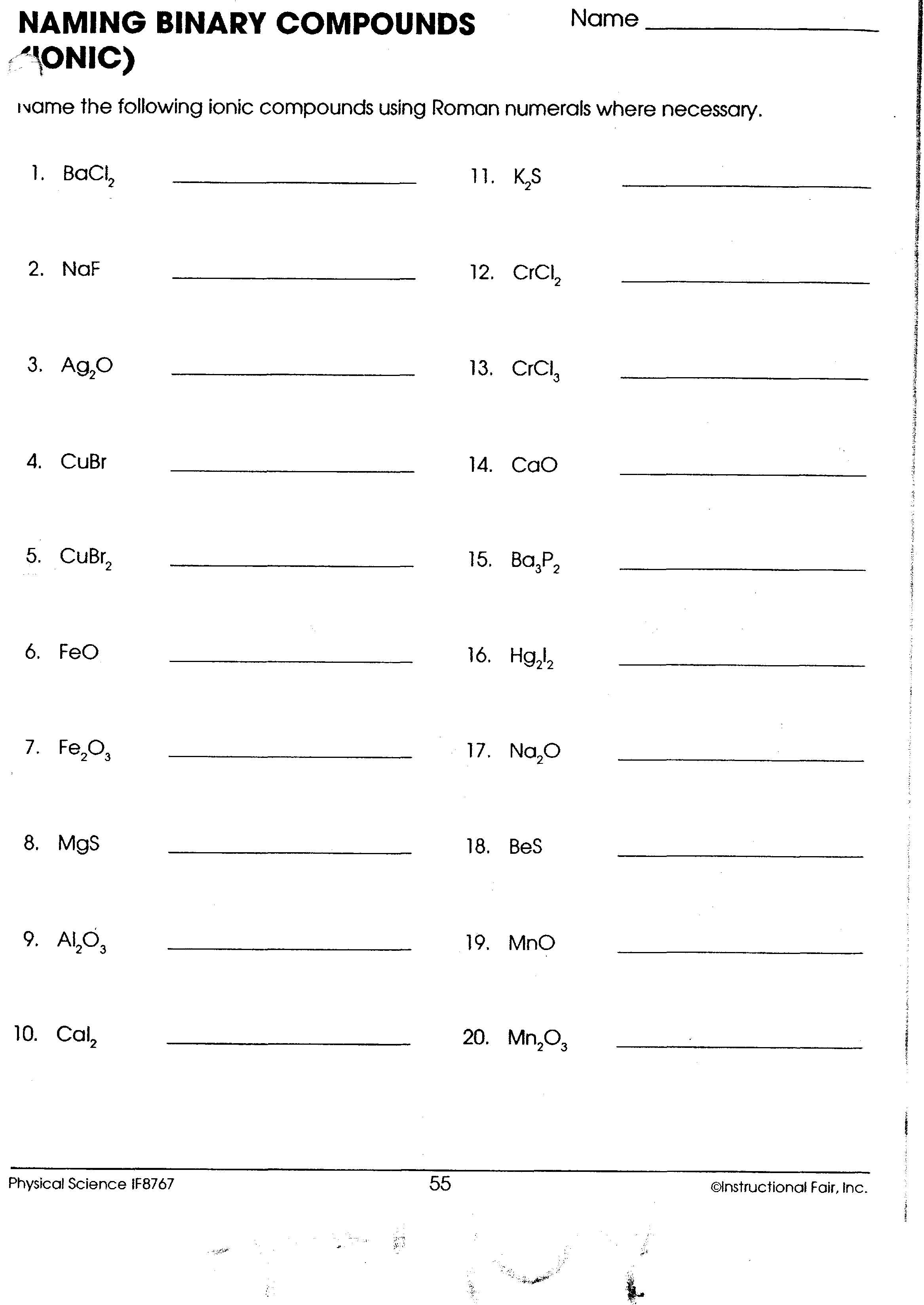 50 Ternary Ionic Compounds Worksheets 1