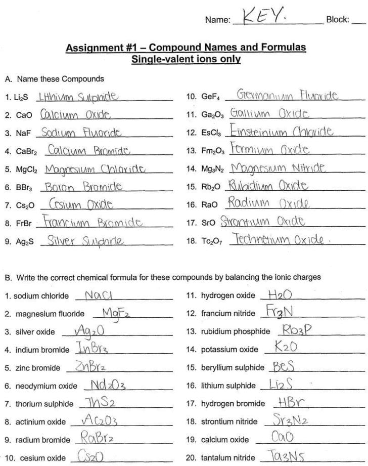 50 Ternary Ionic Compounds Worksheets 14