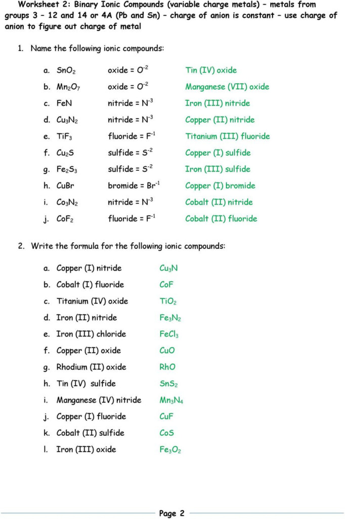 50 Ternary Ionic Compounds Worksheets 17