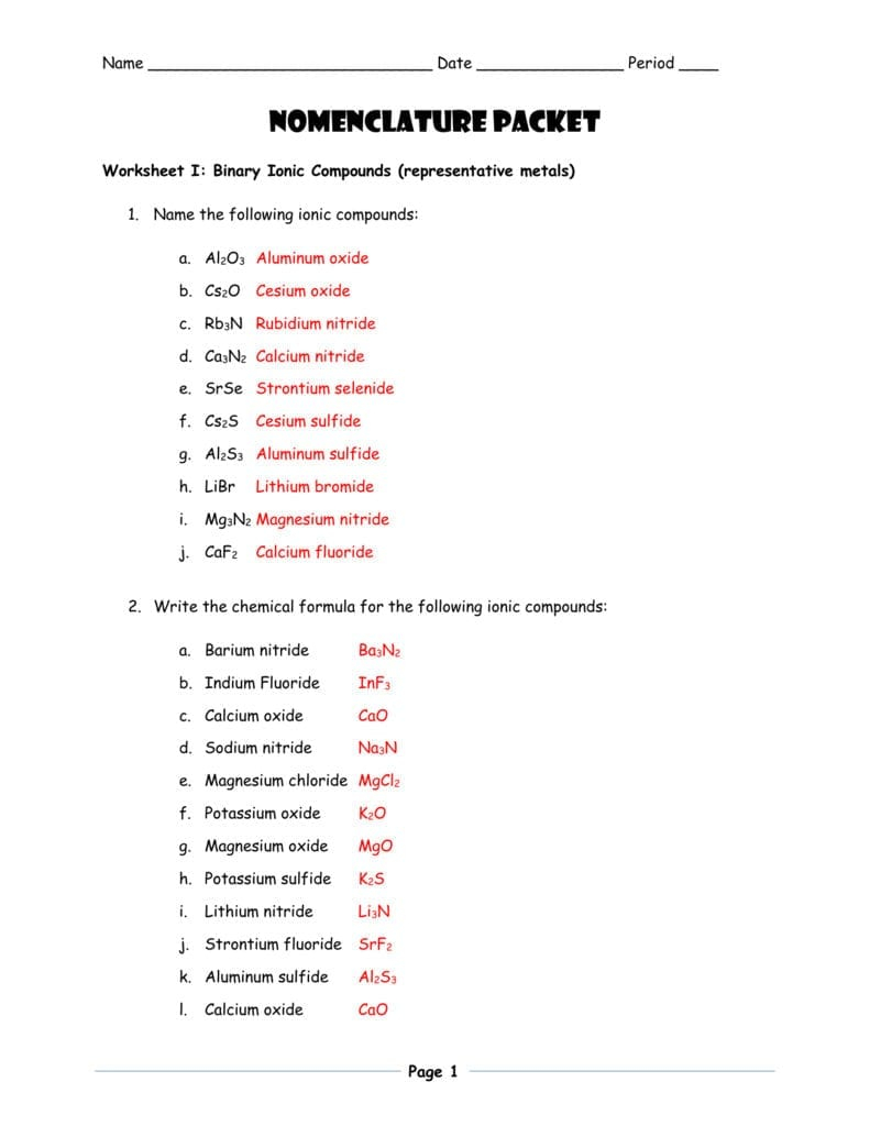 50 Ternary Ionic Compounds Worksheets 34