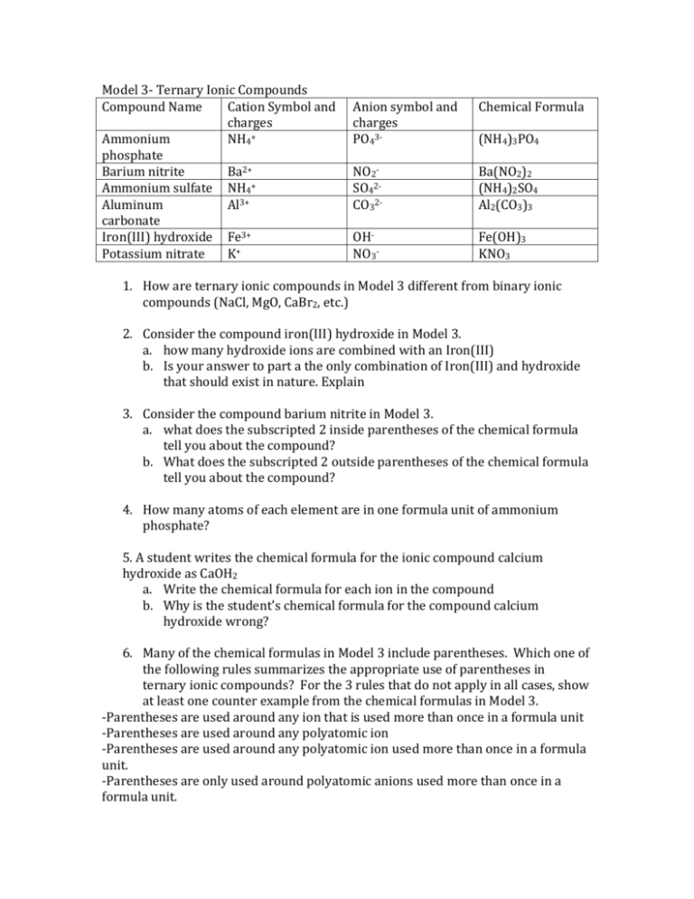 50 Ternary Ionic Compounds Worksheets 36