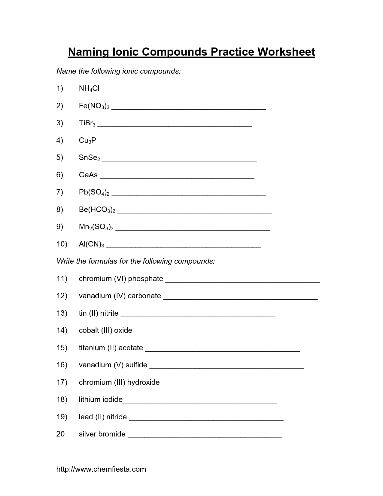 50 Ternary Ionic Compounds Worksheets 42