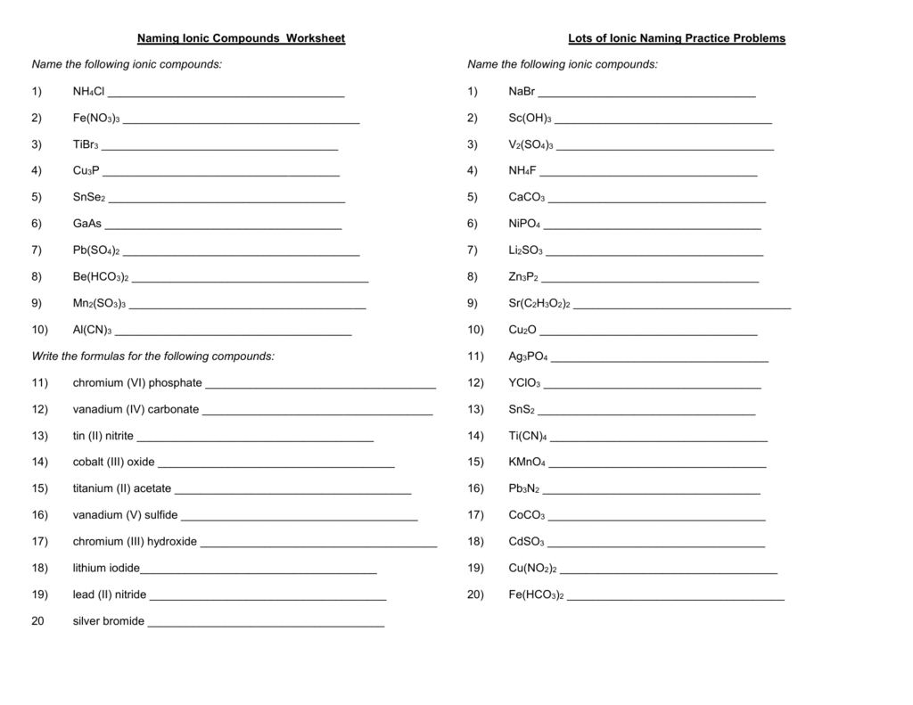 50 Ternary Ionic Compounds Worksheets 45