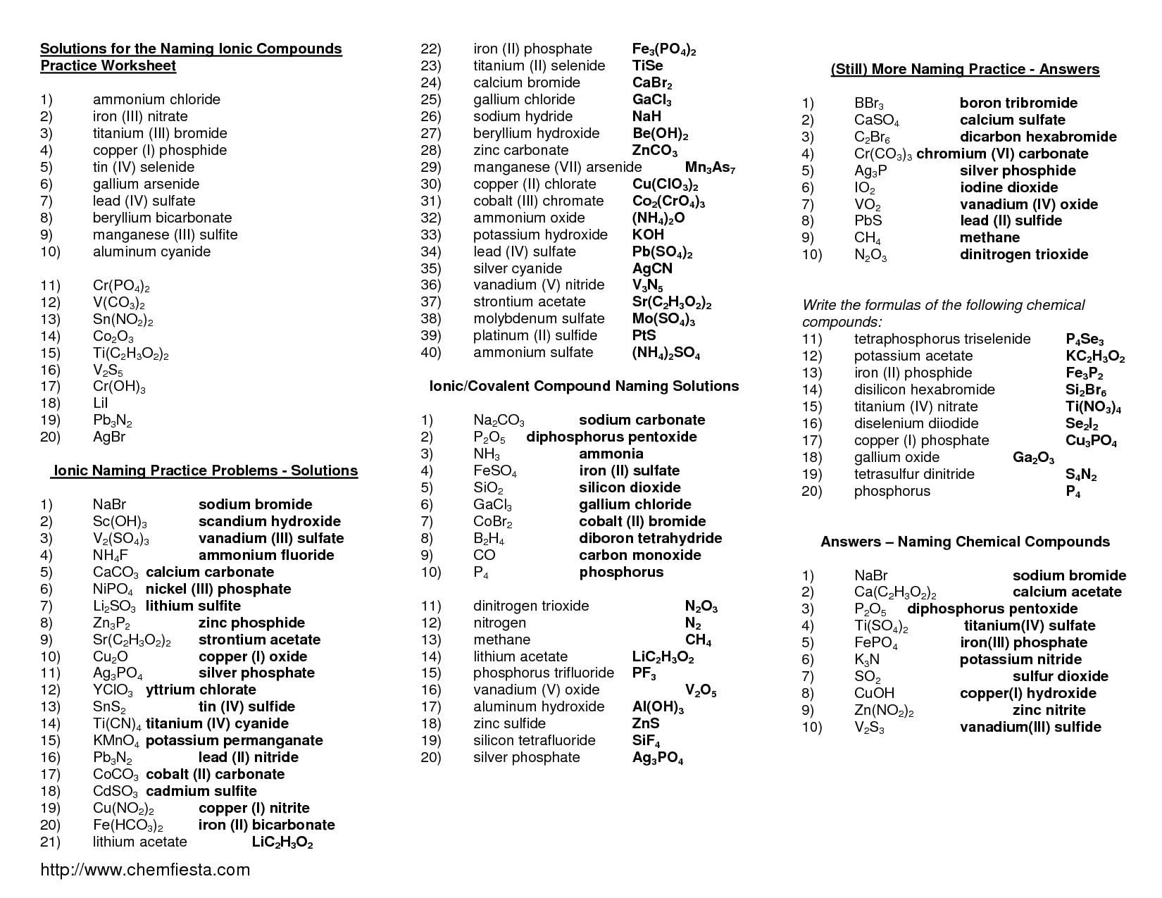 50 Ternary Ionic Compounds Worksheets 48