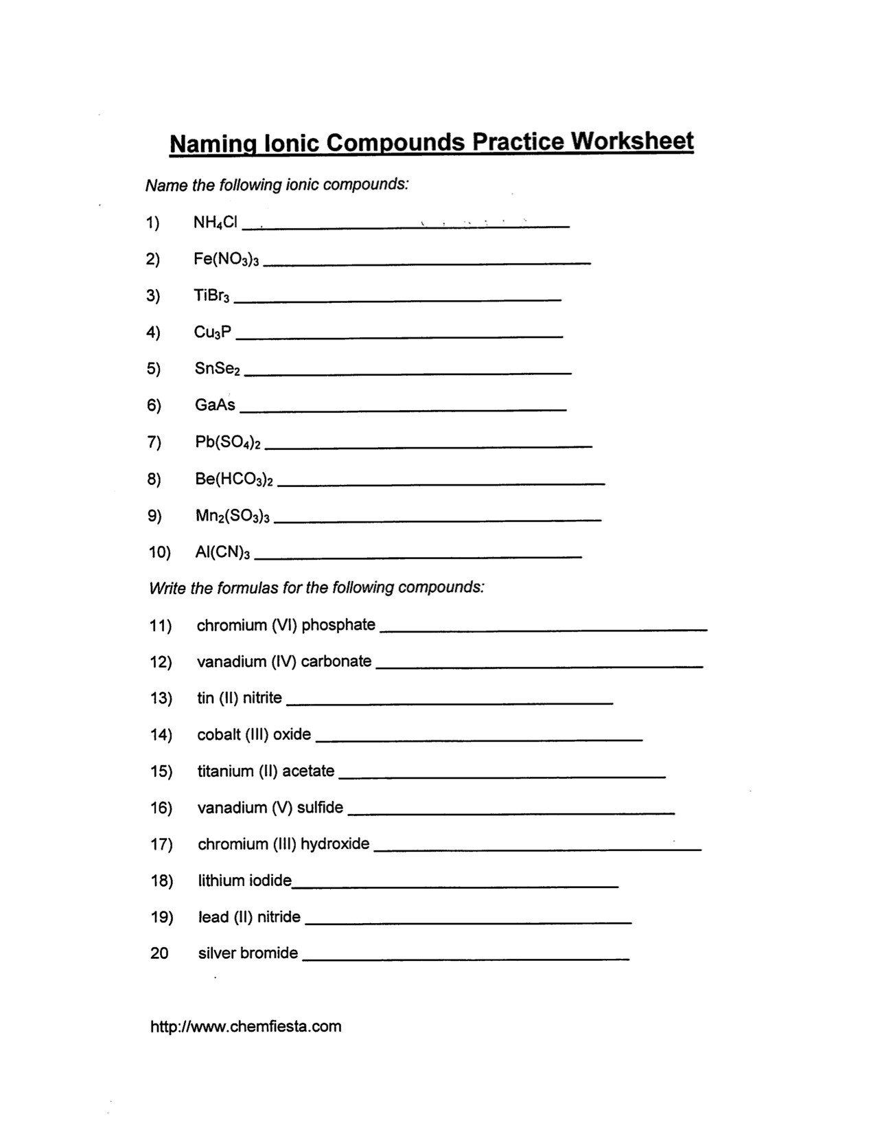 50 Ternary Ionic Compounds Worksheets 52