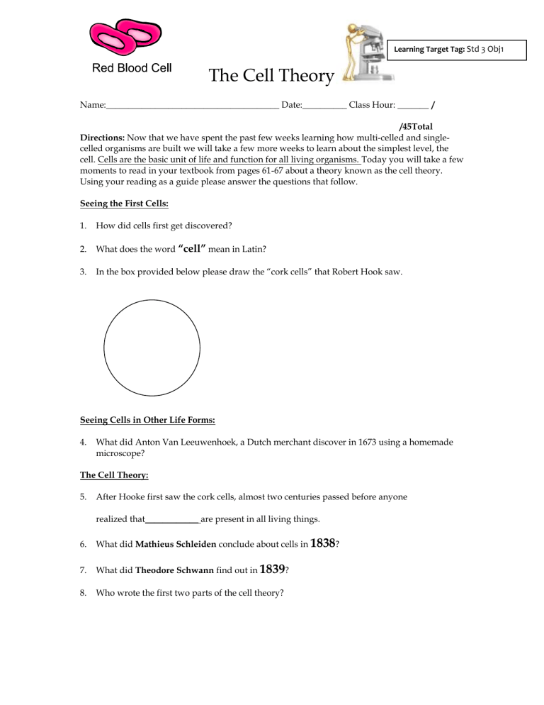 50 The Cell Theory Worksheet 12