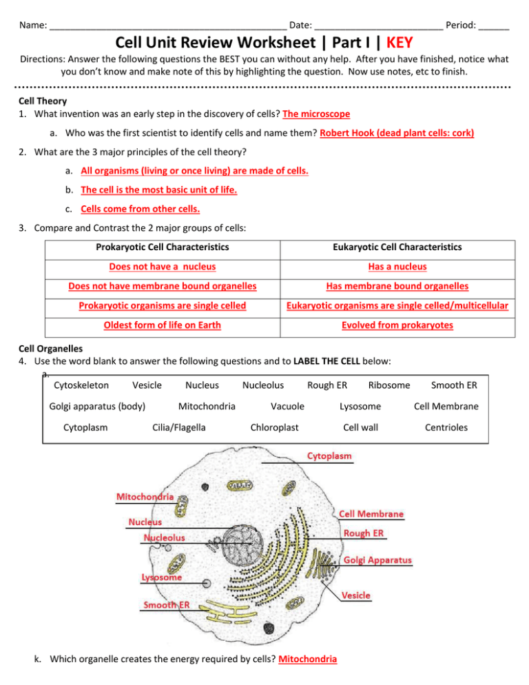 50 The Cell Theory Worksheet 22