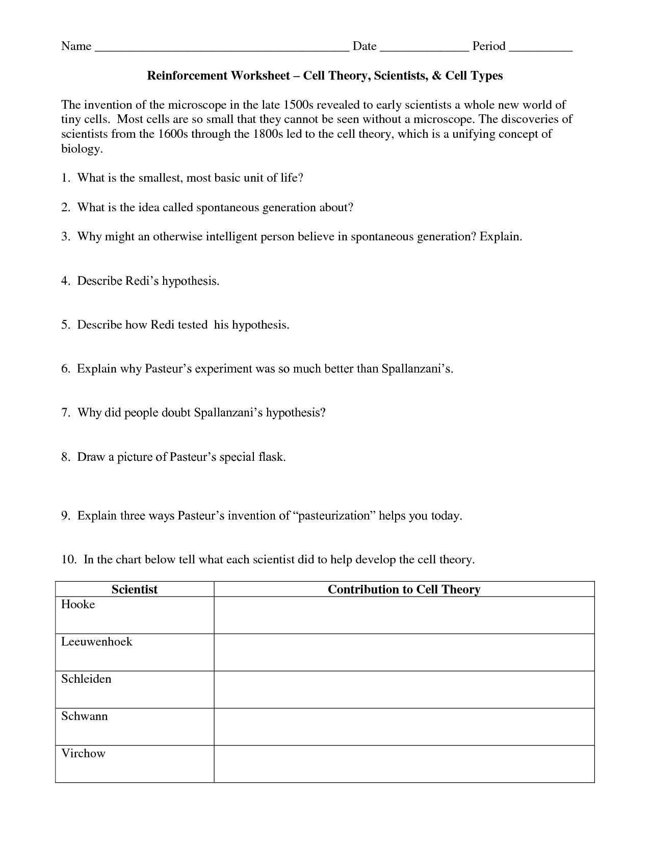 50 The Cell Theory Worksheet 6