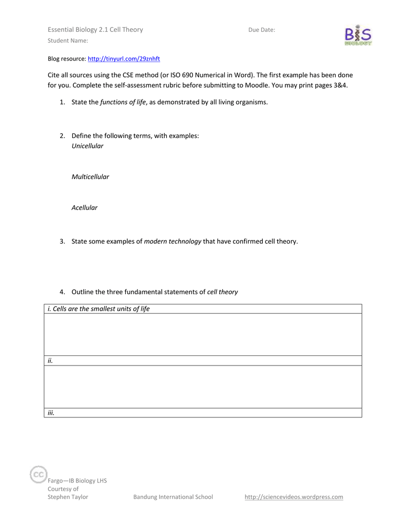 50 The Cell Theory Worksheet 60