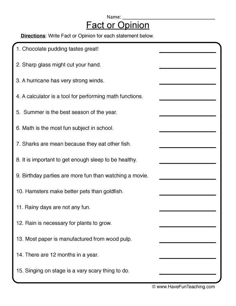 51 Fact Vs Opinion Worksheets 16