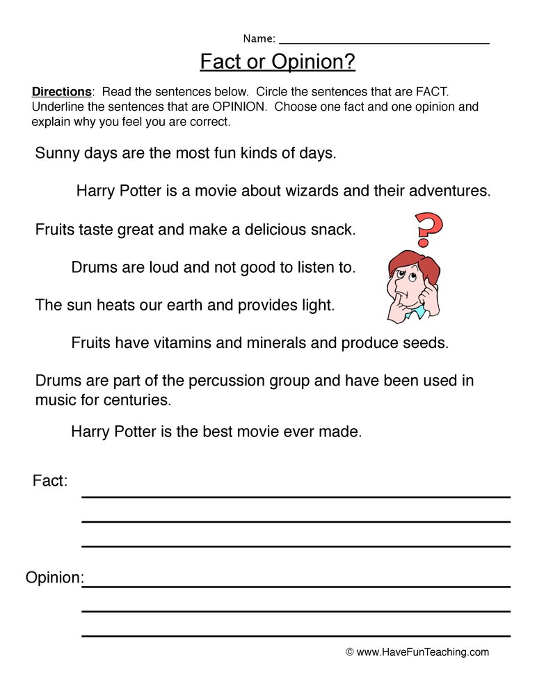 51 Fact Vs Opinion Worksheets 5