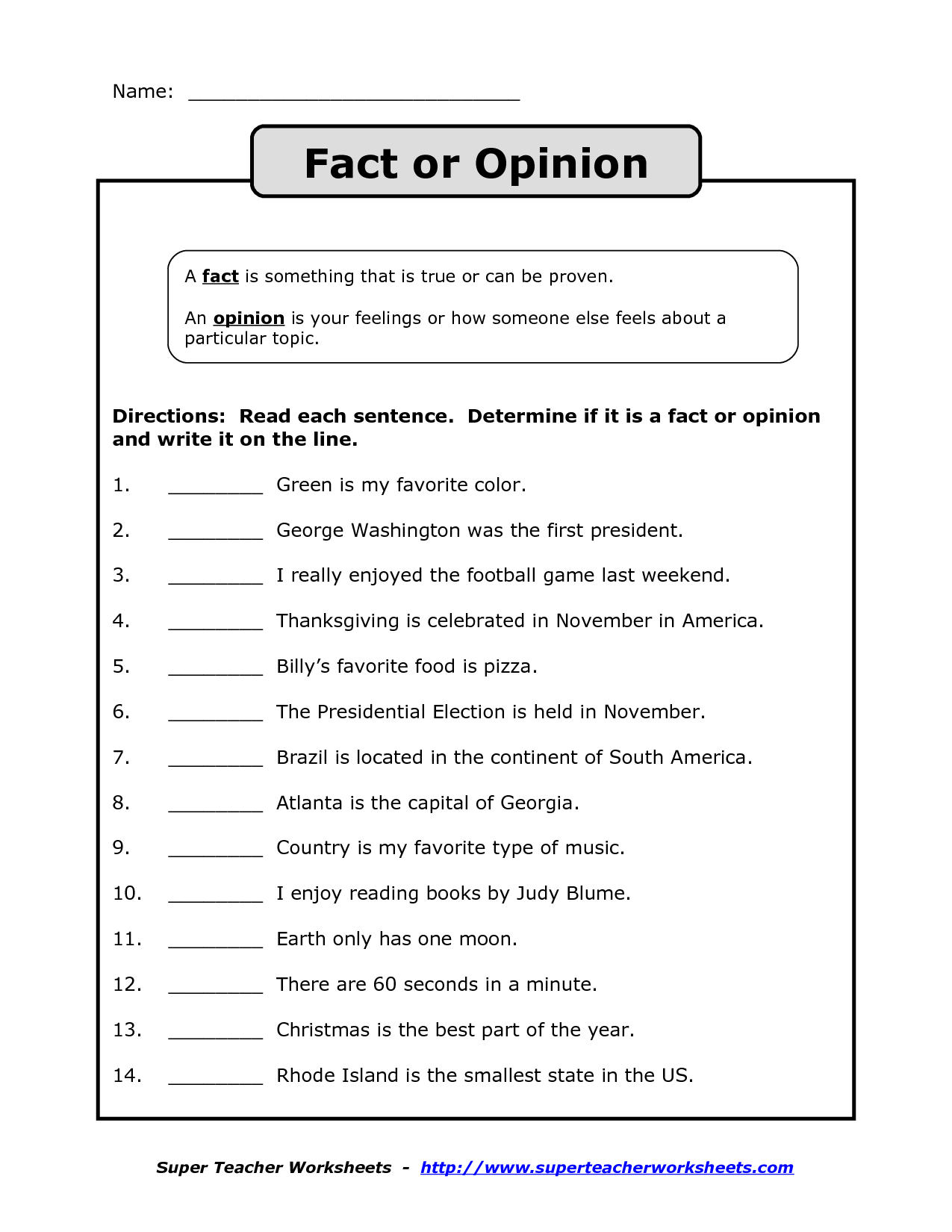 51 Fact Vs Opinion Worksheets 6