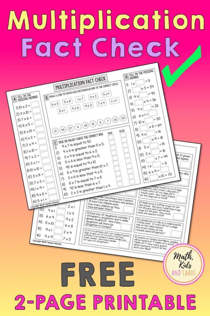 55 Free Multiplication Facts Worksheets 13