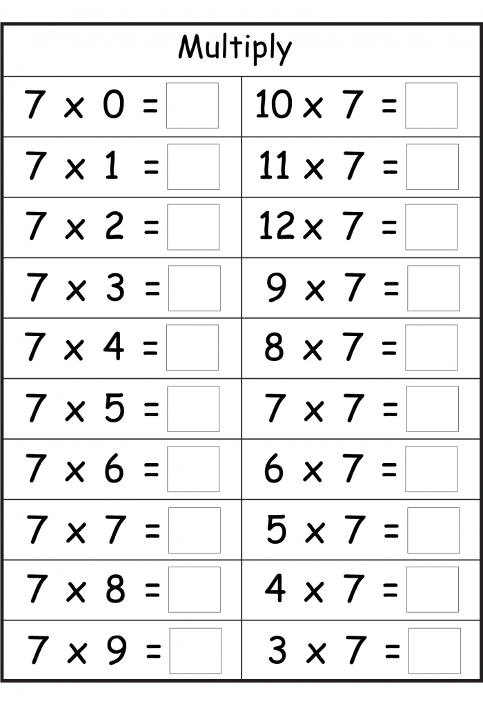 55 Free Multiplication Facts Worksheets 16