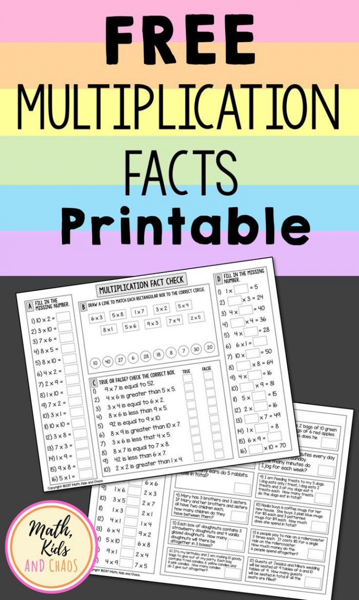 55 Free Multiplication Facts Worksheets 24