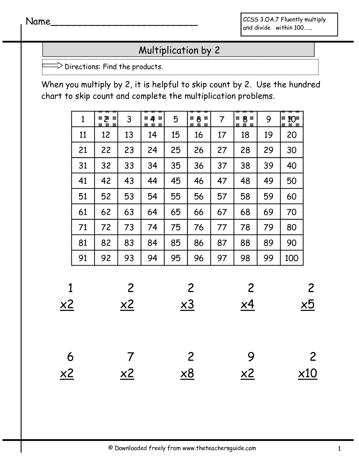 55 Free Multiplication Facts Worksheets 3