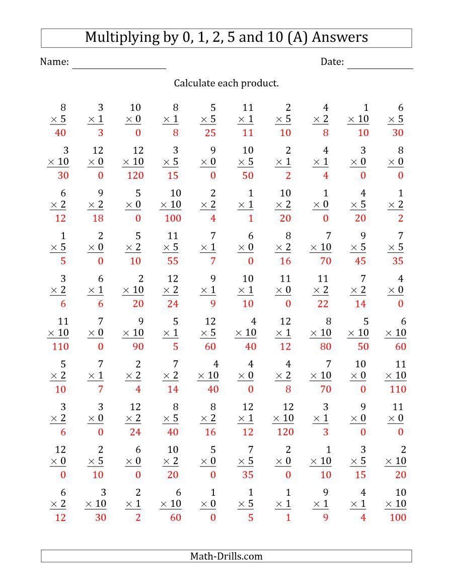 55 Free Multiplication Facts Worksheets 30