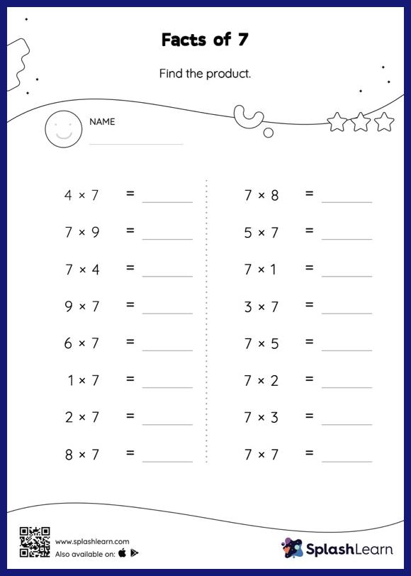 55 Free Multiplication Facts Worksheets 34