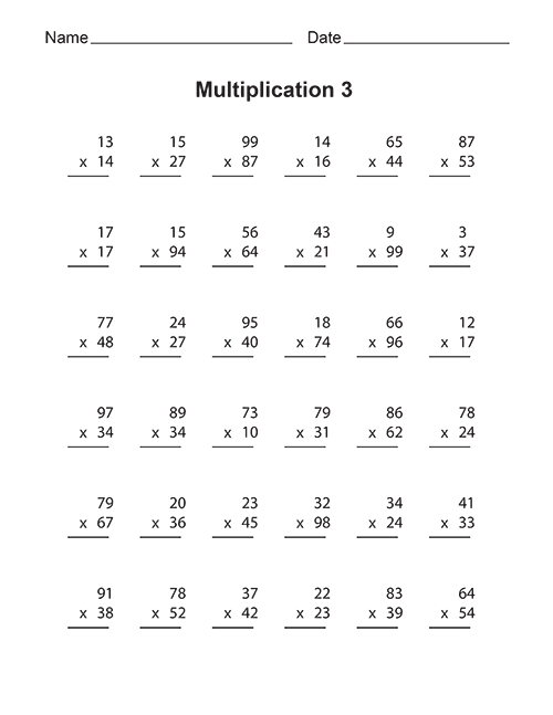 55 Free Multiplication Facts Worksheets 37