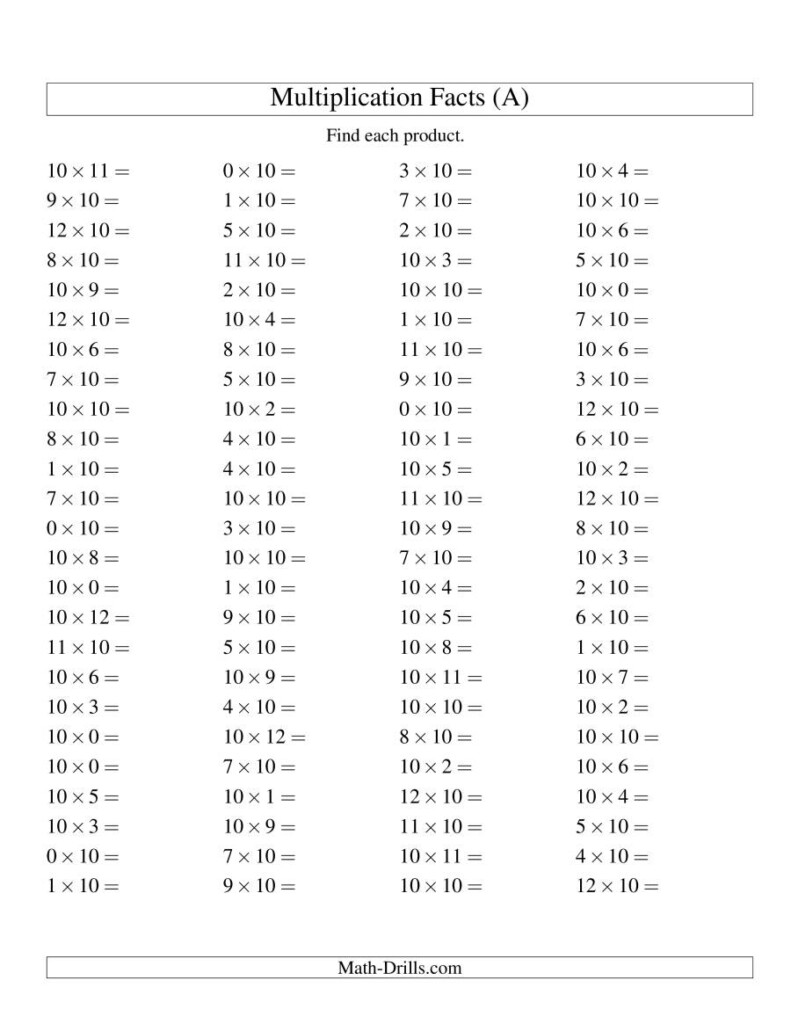 55 Free Multiplication Facts Worksheets 4