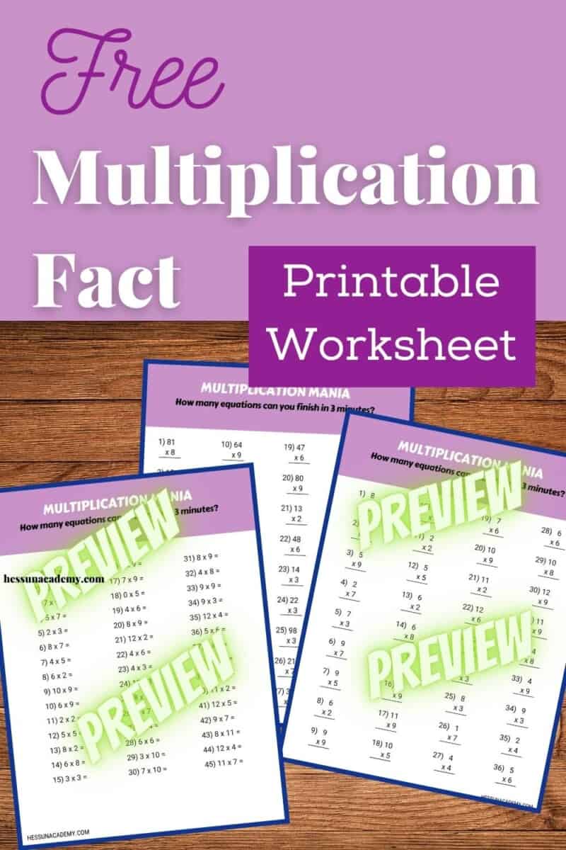 55 Free Multiplication Facts Worksheets 44