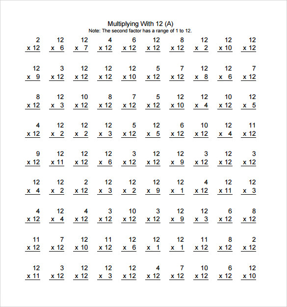 55 Free Multiplication Facts Worksheets 45