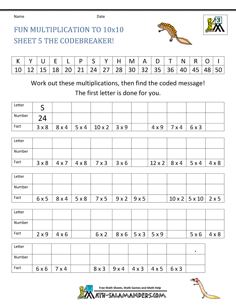 55 Free Multiplication Facts Worksheets 47