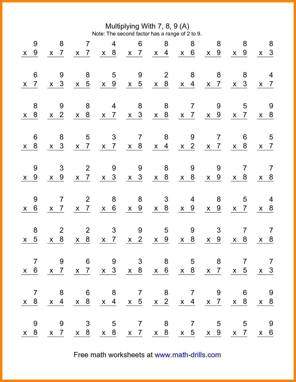 55 Free Multiplication Facts Worksheets 48