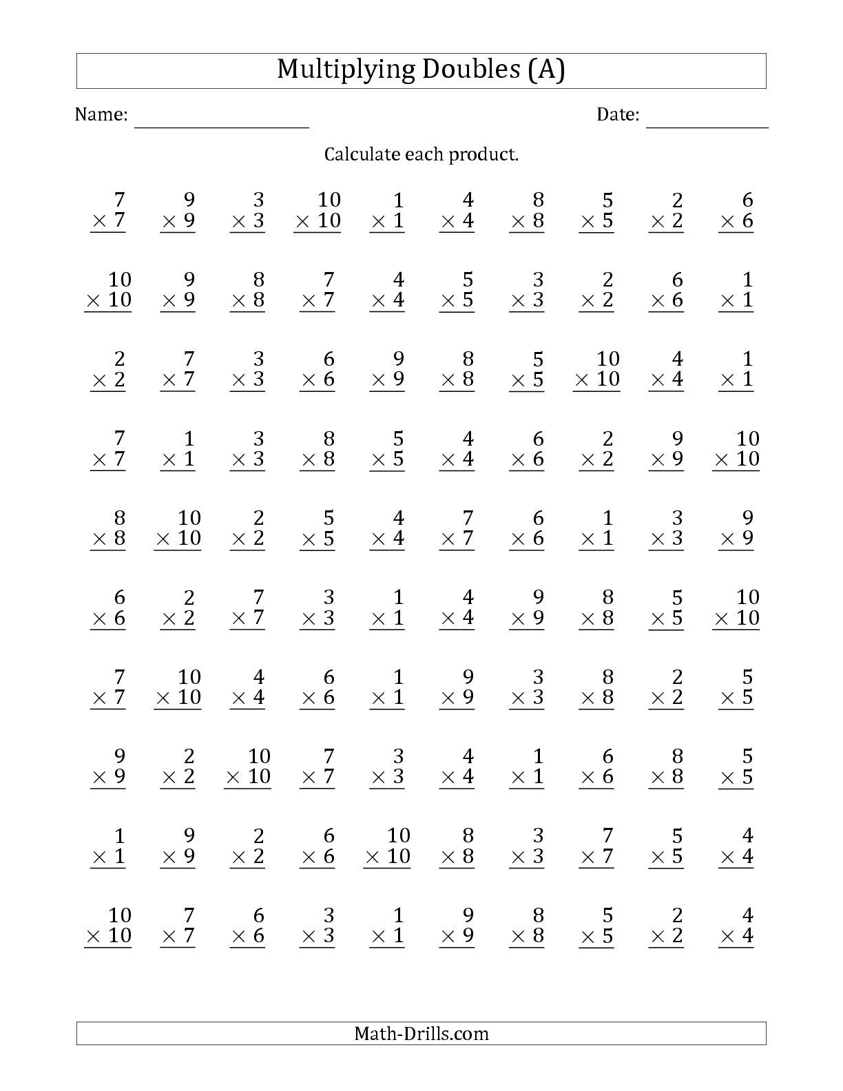 55 Free Multiplication Facts Worksheets 57