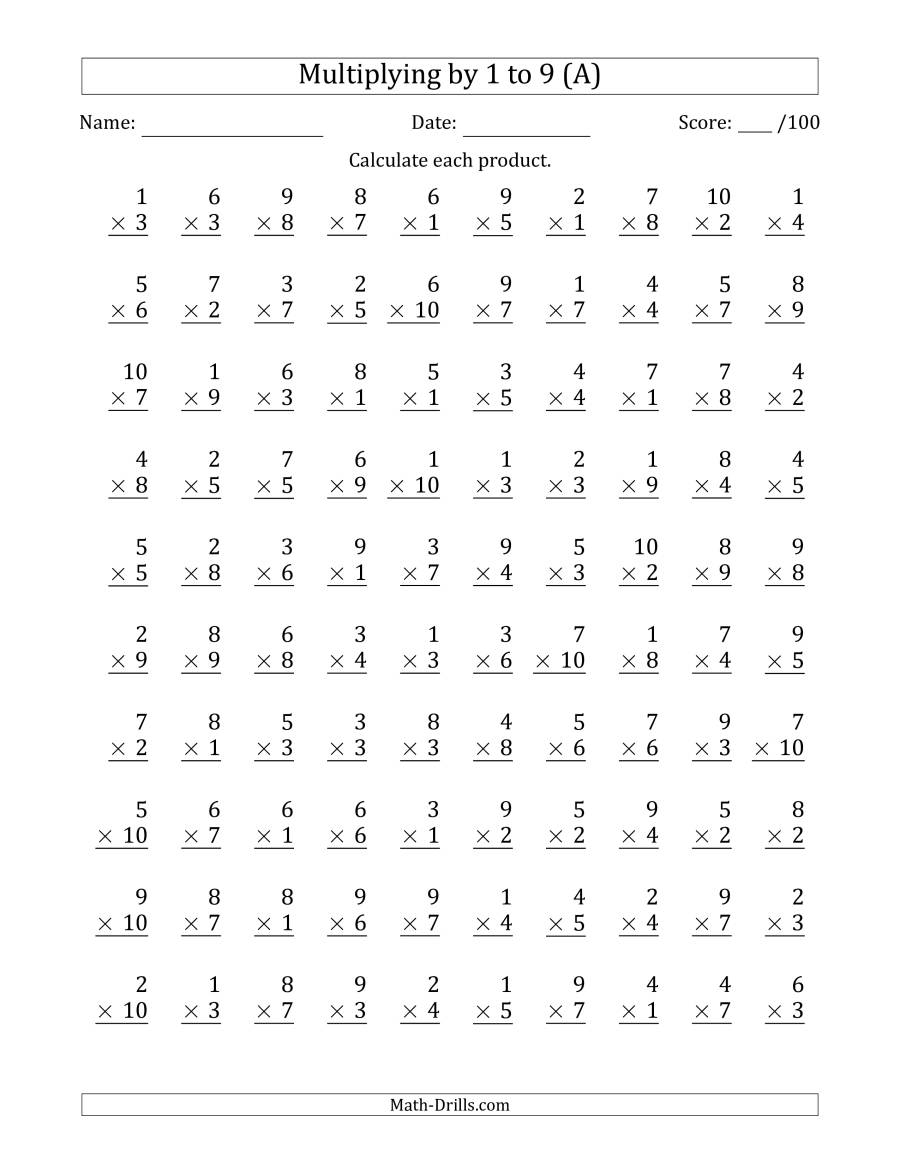 55 Free Multiplication Facts Worksheets 58