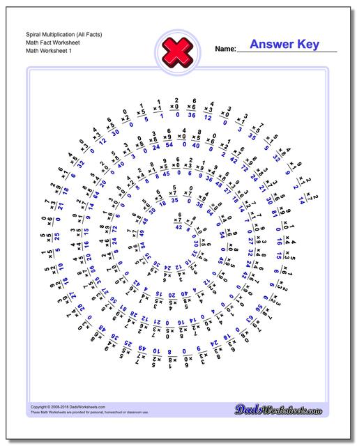 55 Free Multiplication Facts Worksheets 6