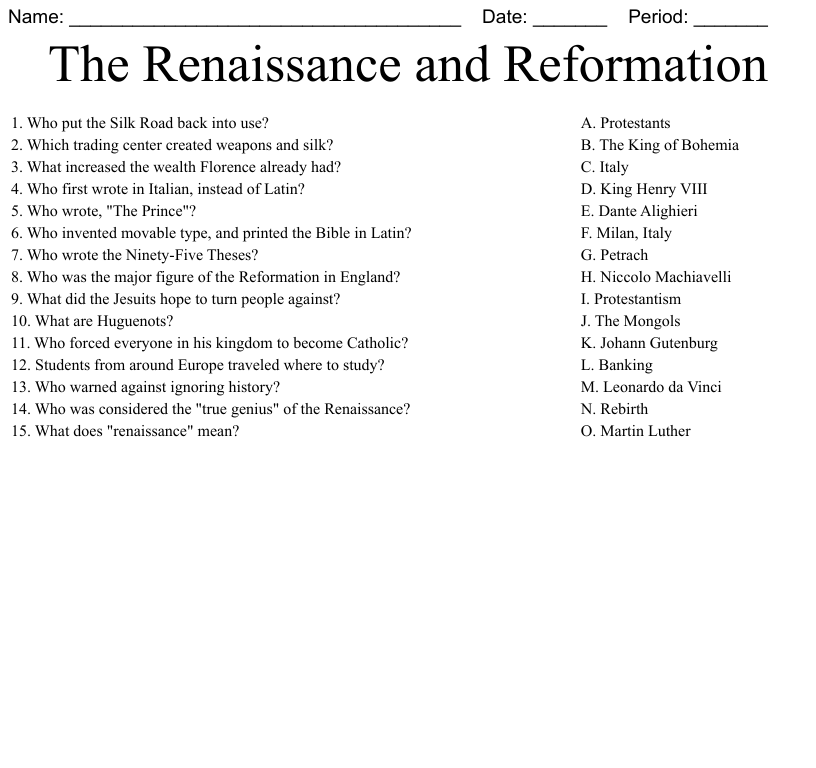 56 Italian Renaissance Worksheet Pdf 34