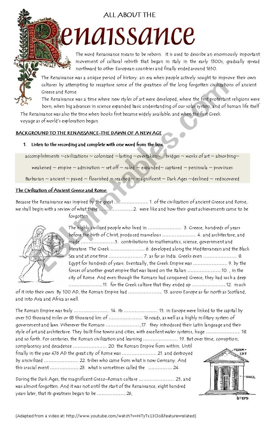 56 Italian Renaissance Worksheet Pdf 5