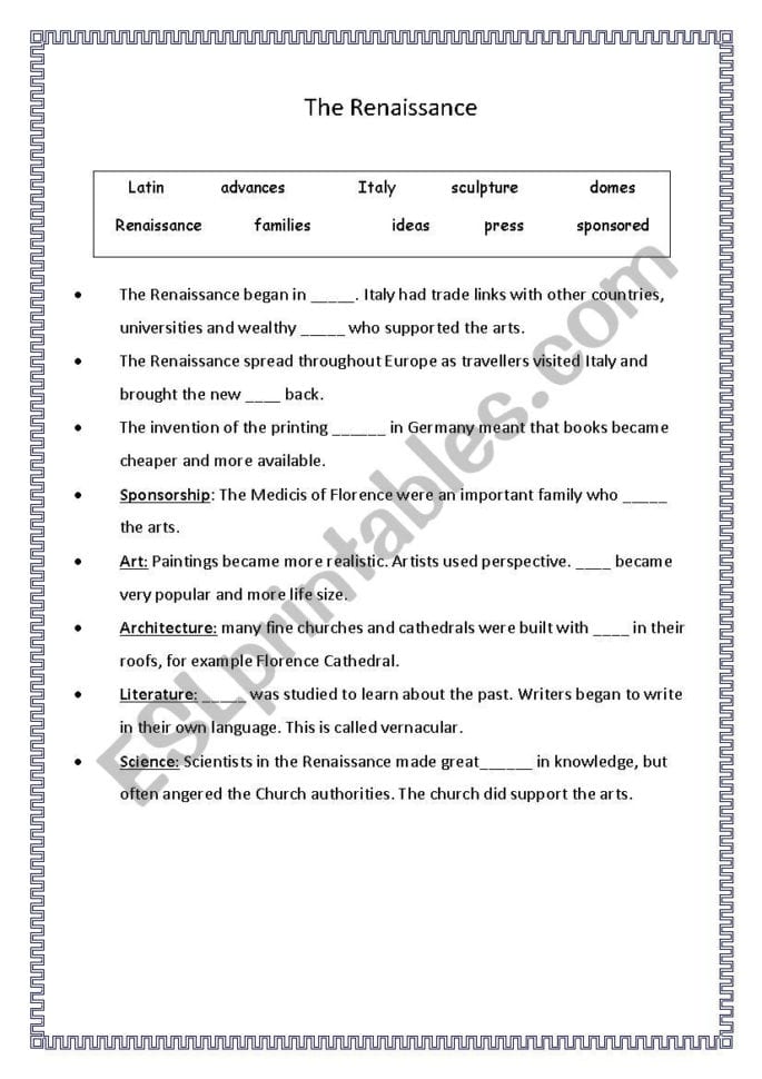 56 Italian Renaissance Worksheet Pdf 61