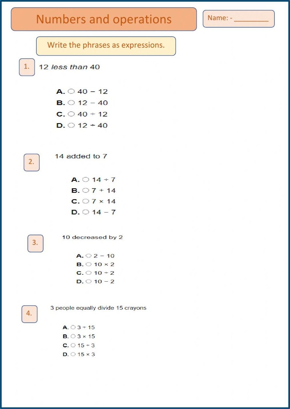 58 Writing Expressions Worksheet Pdf 18