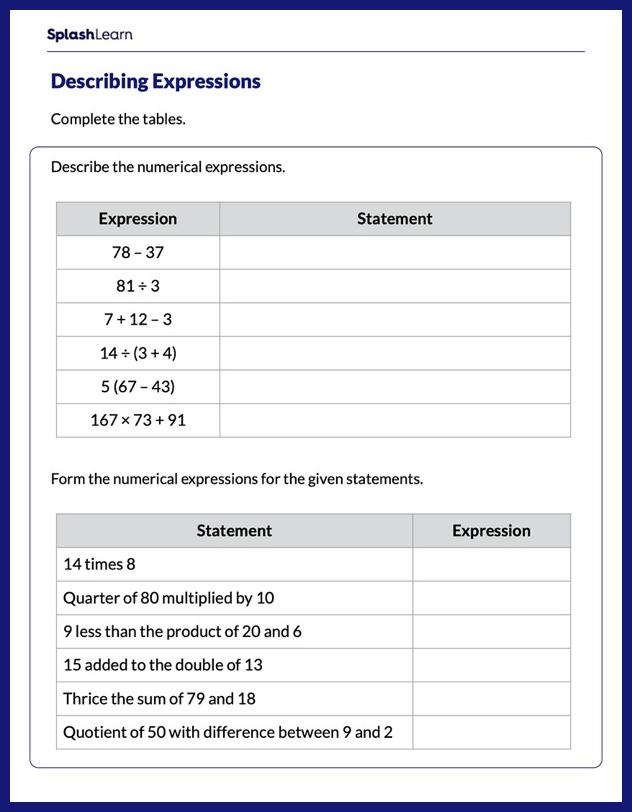 58 Writing Expressions Worksheet Pdf 23