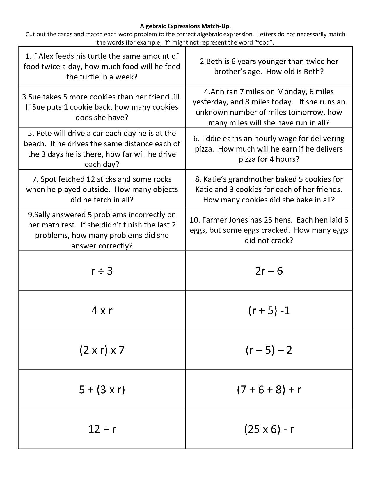 58 Writing Expressions Worksheet Pdf 3