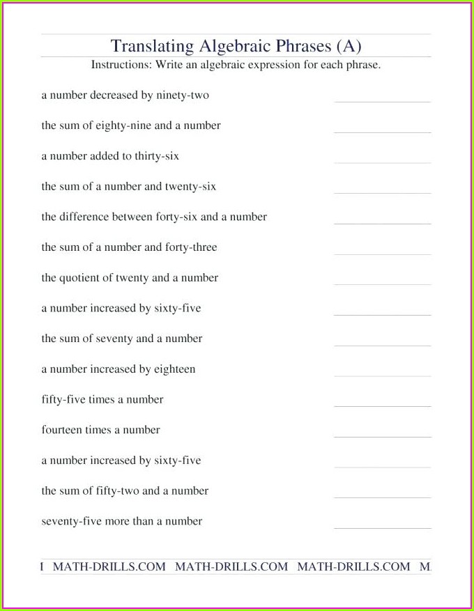 58 Writing Expressions Worksheet Pdf 42