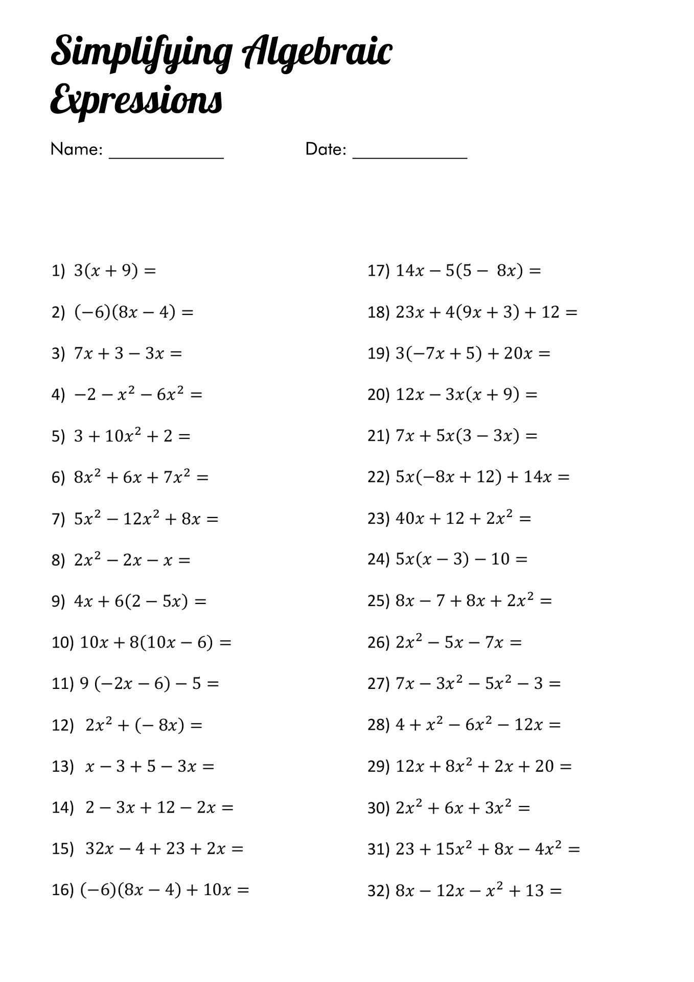 58 Writing Expressions Worksheet Pdf 46