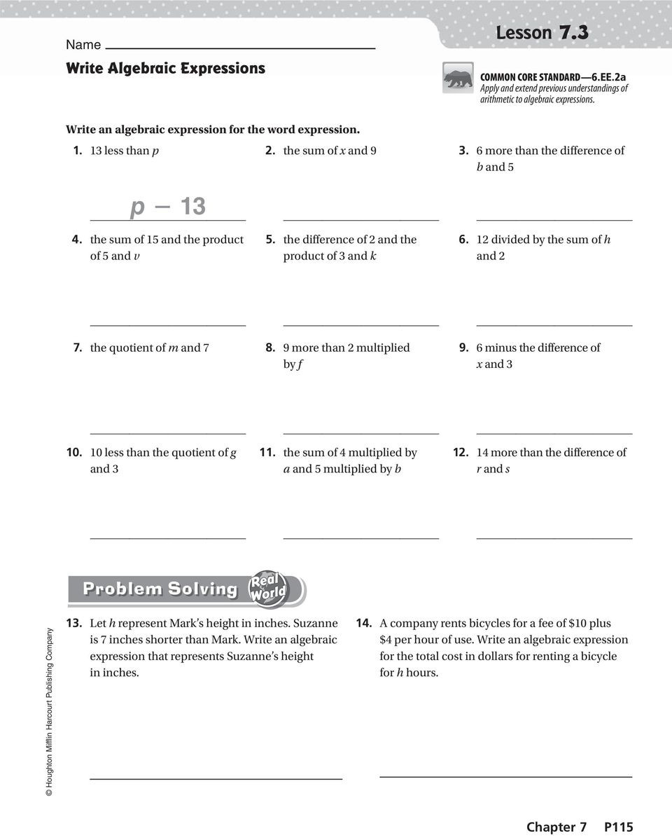 58 Writing Expressions Worksheet Pdf 55