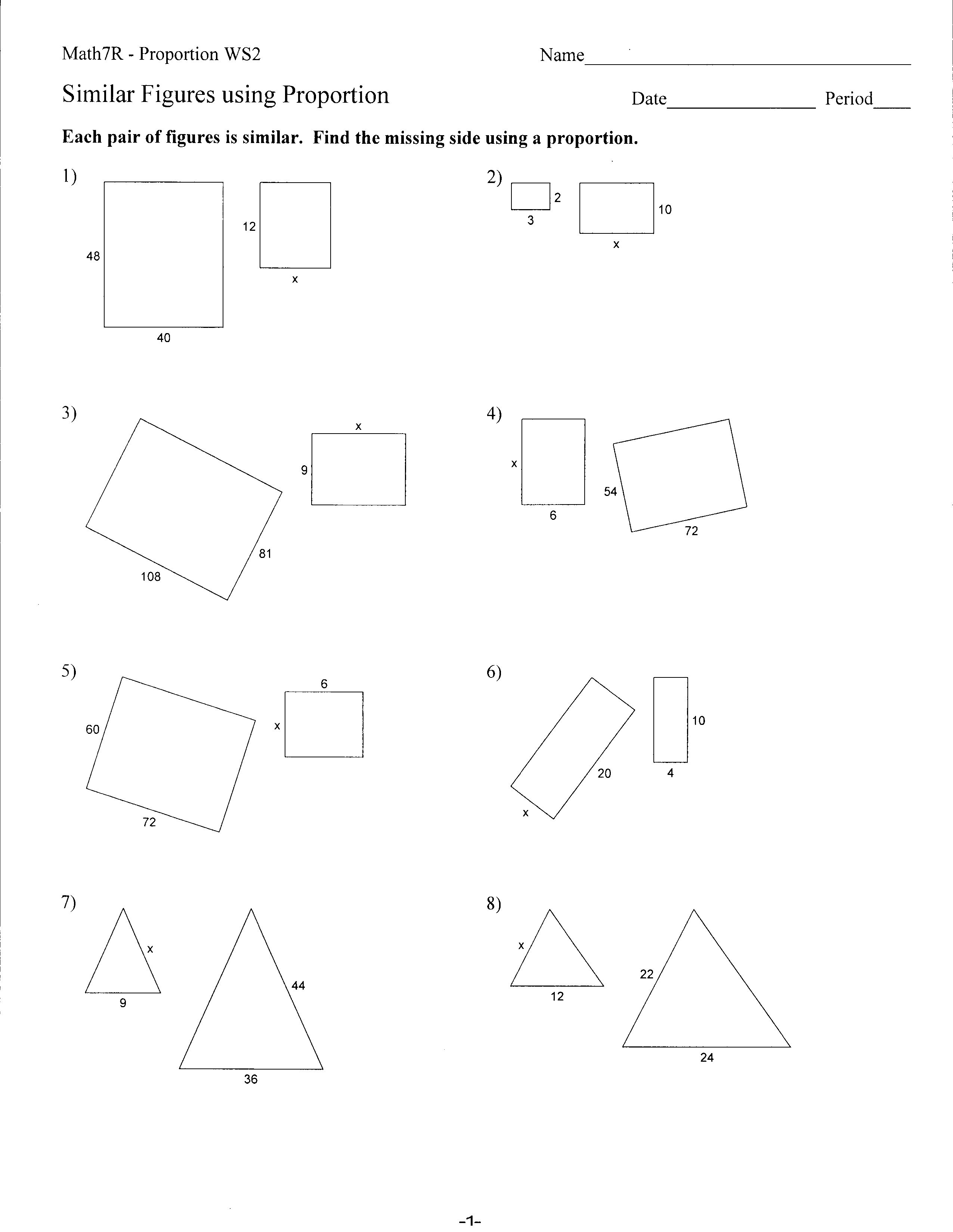 59 Similar Figures Worksheet Pdf 1