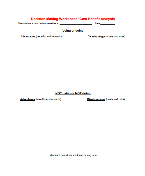 60 Cost Benefit Analysis Worksheets 2