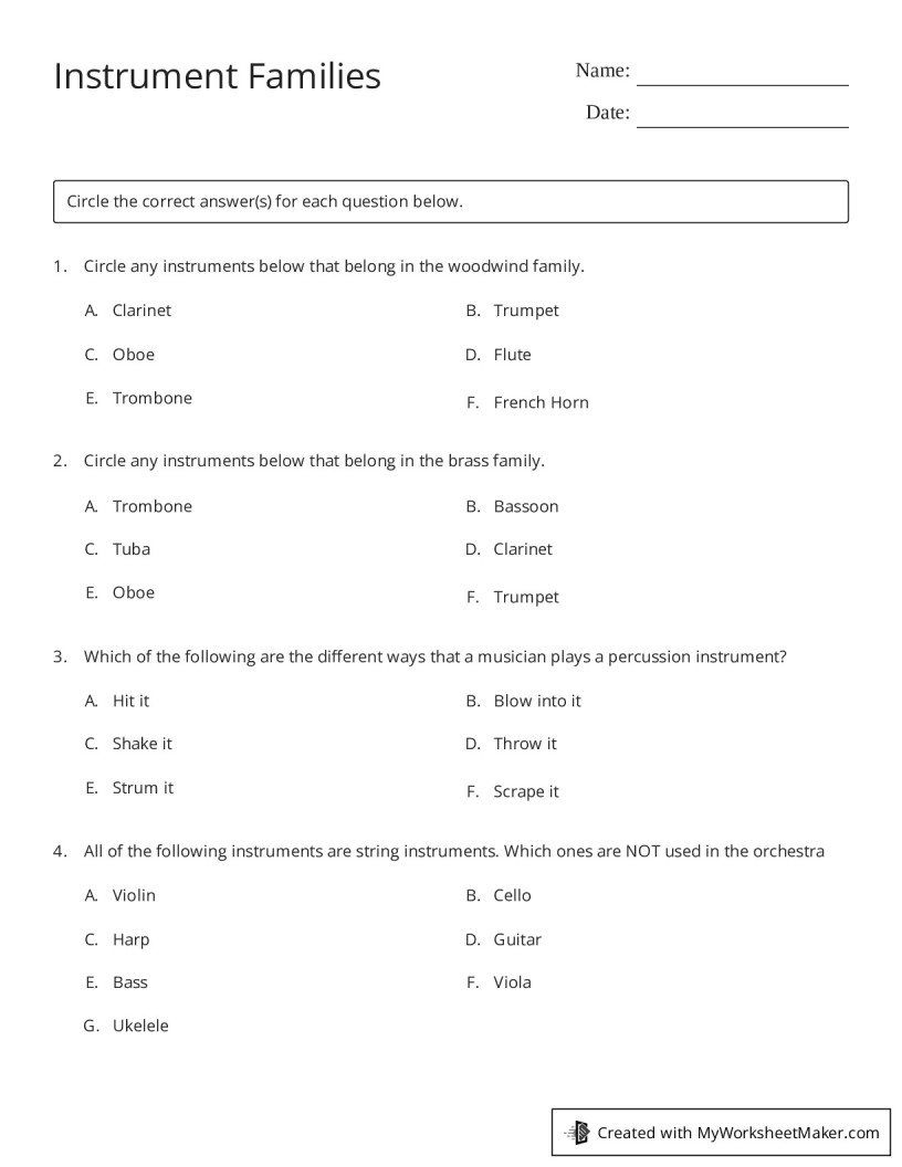 60 The String Family Worksheet 78